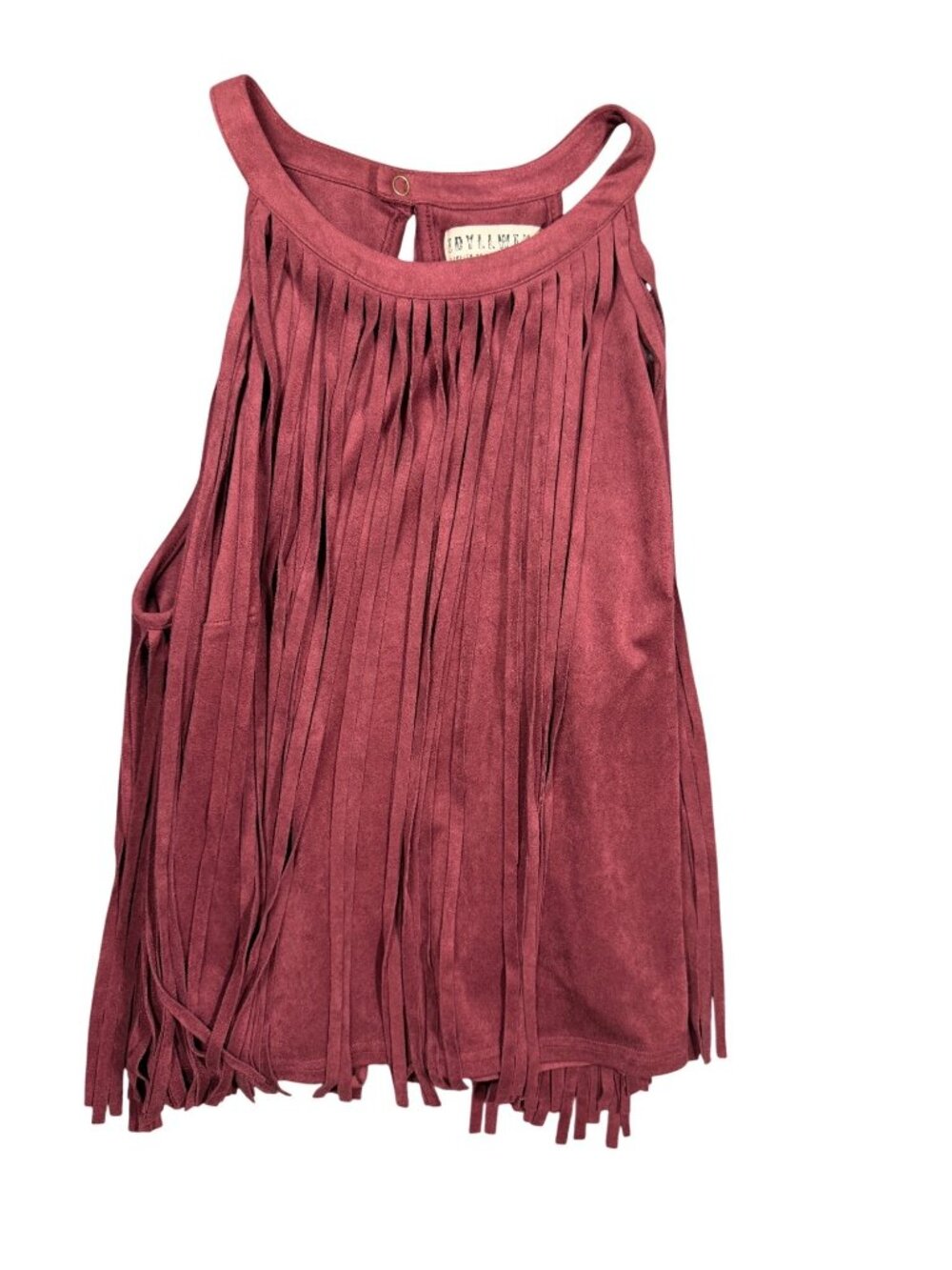 Idyllwind Madie Faux Suede Fringe Tank Western Boho Maroon Medium